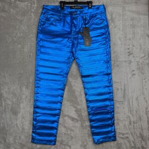 Valabasas Delta Stacked Metallic Blue Jeans Mens 36 VLBS2269 Blue NEW